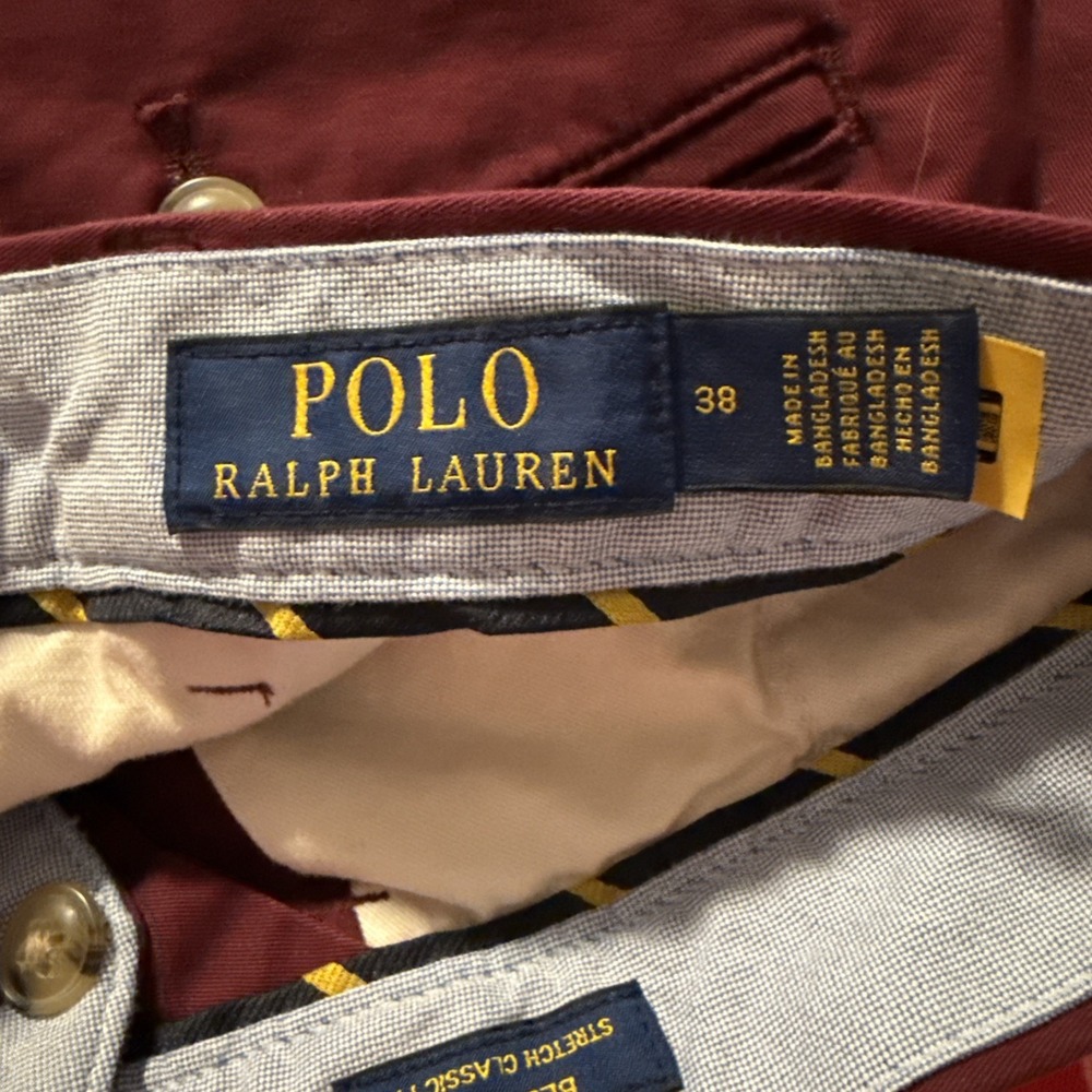 Polo Ralph Lauren Men's Burgundy Bedford Chino Flat Front Shorts Size 38 - Picture 5 of 6